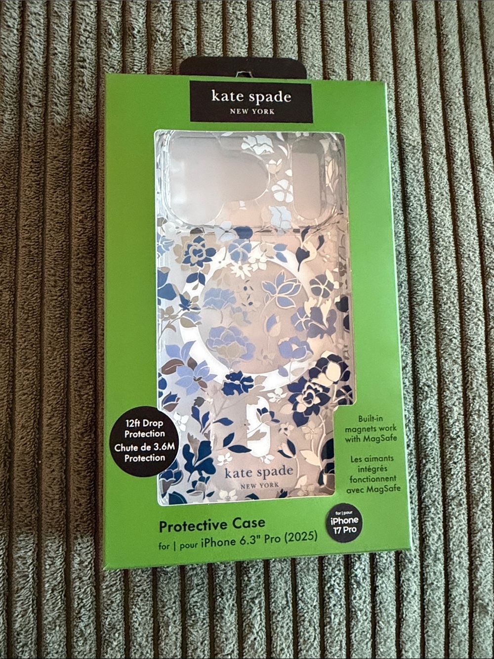 kate spade White Floral MagSafe Case with Blue Accents